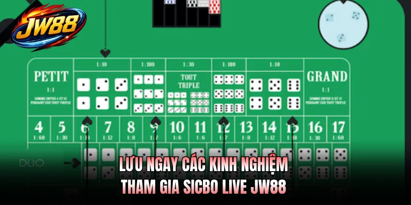 Lưu ngay các kinh nghiệm tham gia sicbo live JW88