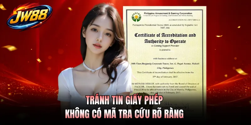 Tránh tin giấy phép không có mã tra cứu rõ ràng